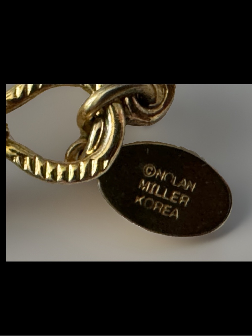 Vtg NOLAN MILLER Signed Gold Tone Charm Bracelet 6 Rhinestones Enamel Flowers - Picture 10 of 10